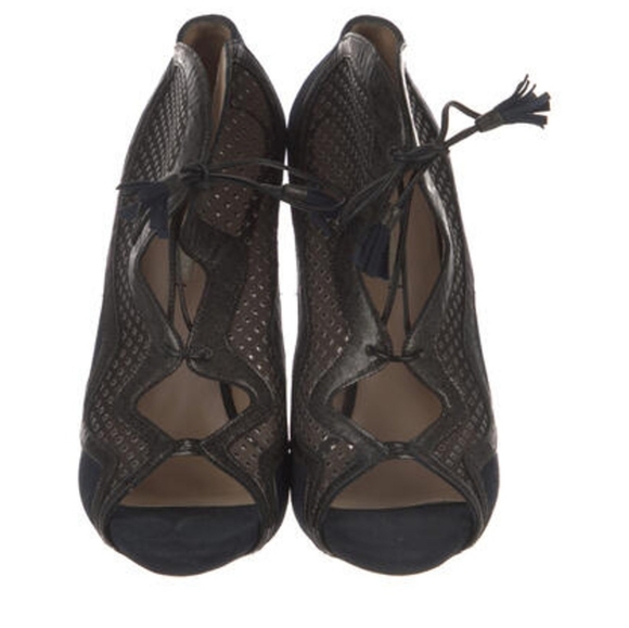 Nicholas Kirkwood Navy and Black Lace Up Stilletto Bootie Heels 40 9 - Picture 3 of 5